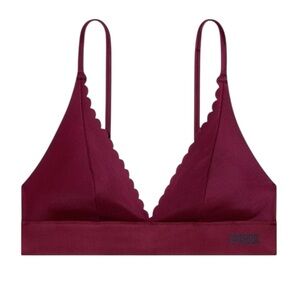 Victoria's Secret PINK Bonded Scalloped plunge Bralette Burgundy Size L #2013